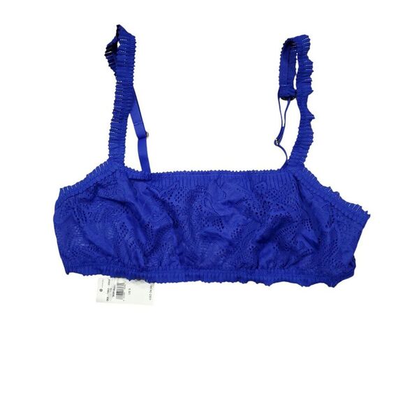 Aerie Coral Lace Bandeau Bralette Blue Size Small Unlined Stretch Mesh - Picture 1 of 4